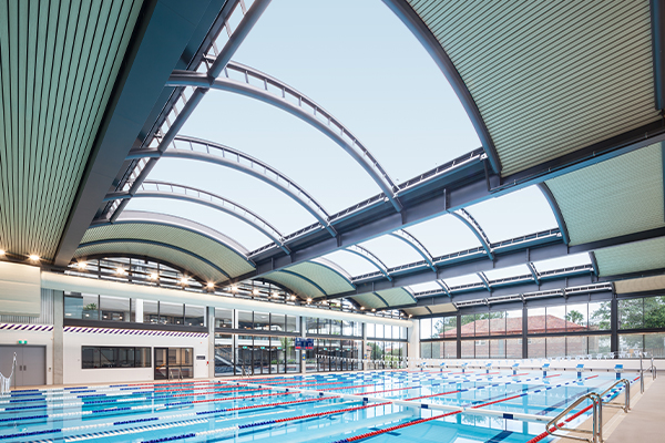 Education-School-swimming-pool-ETFE ETFE Skylight over a school swimming pool