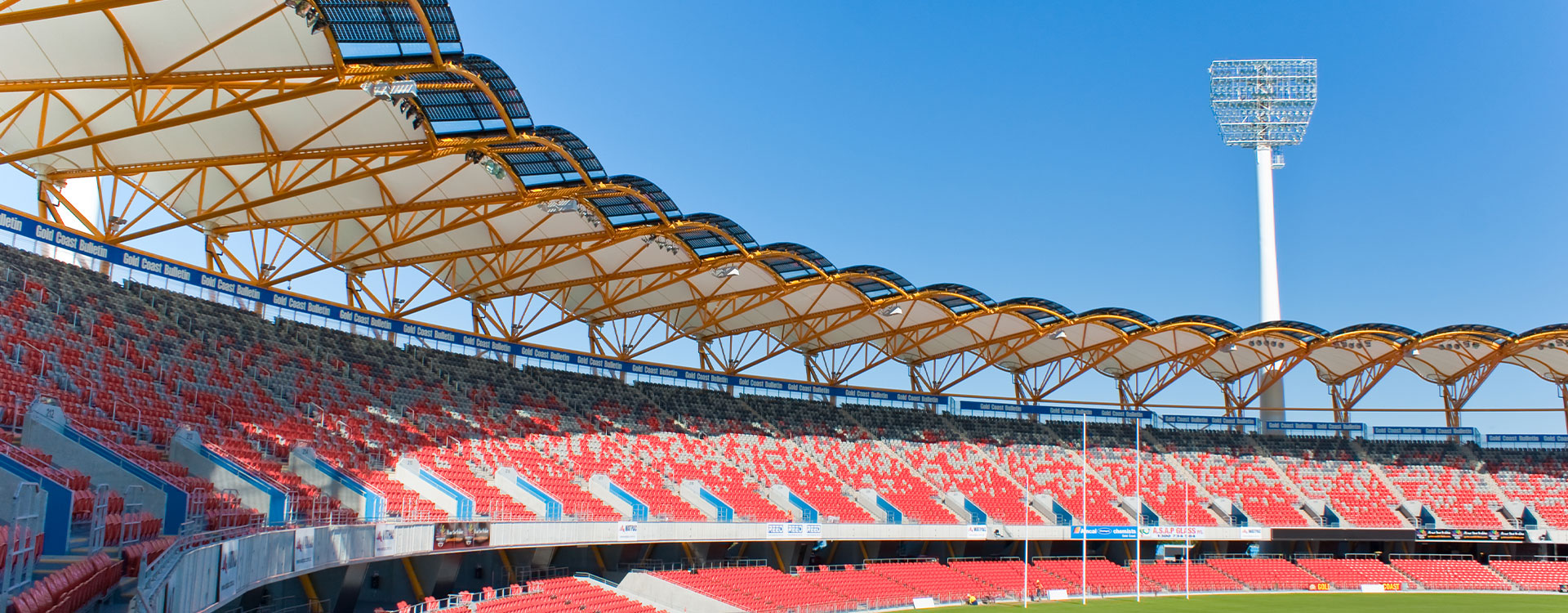 The iconic golden curves of the Carrara Stadium Roof, Gold Coast