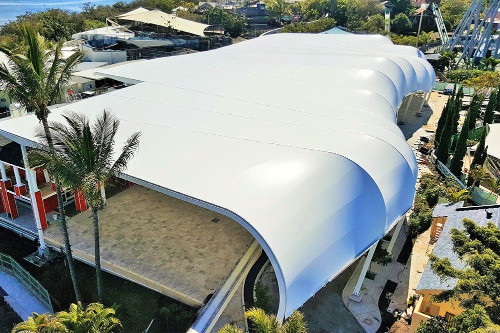 Seaworld plaza fabric canopy