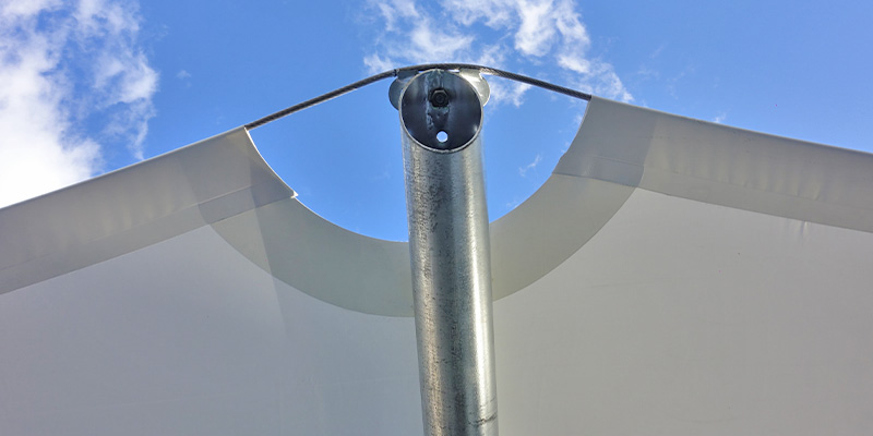 TensoCar-PVC-Membrane Detail of a TensoCar Carpark Shade with PVC Membrane