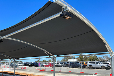 Tenscar carpark shade structure comes in a choice of high-tech fabrics