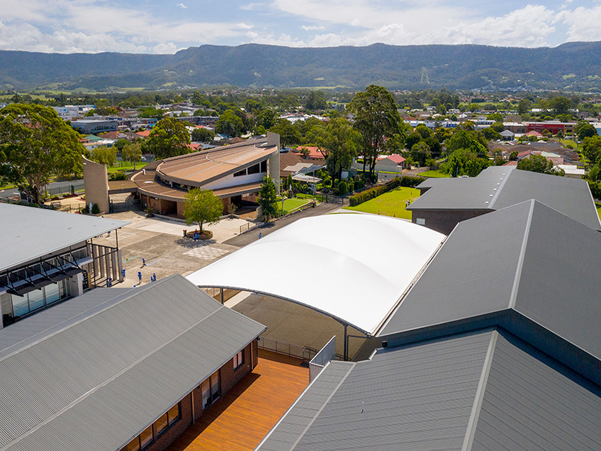 A MakMax Tensile Membrane School COLA (Covered Outdoor Learning Area)