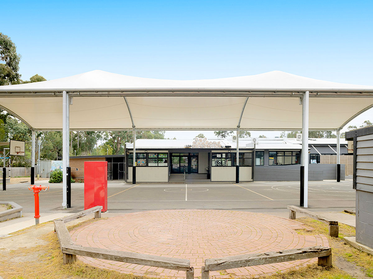 A MakMax Tensile Membrane School COLA (Covered Outdoor Learning Area) | Ipswich School COLA