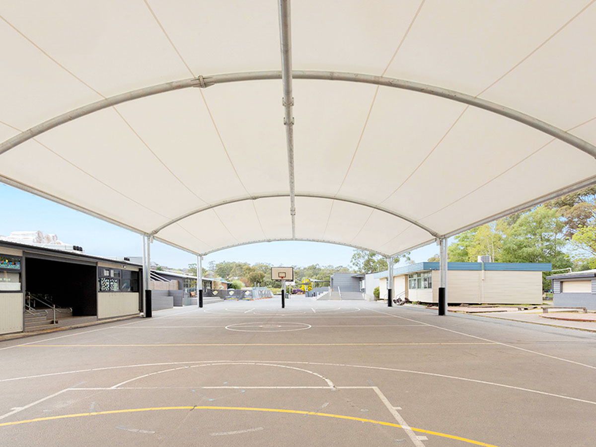 A MakMax Tensile Membrane School COLA (Covered Outdoor Learning Area)