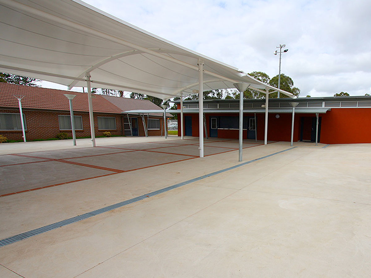A MakMax Tensile Membrane School COLA (Covered Outdoor Learning Area)