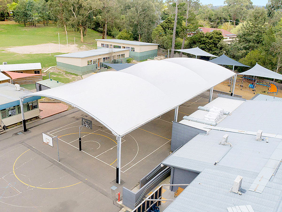 A MakMax Tensile Membrane School COLA (Covered Outdoor Learning Area)